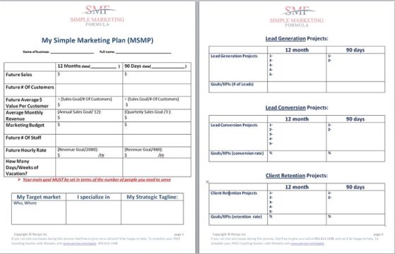 One Page Marketing PLan Template